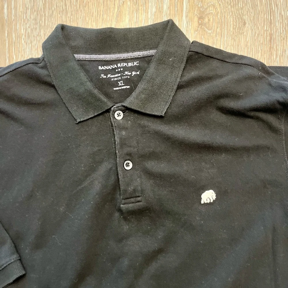 Banana republic men’s all cotton pullover‎ polo size XL black short sleeve nice